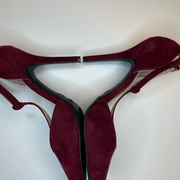 ANNE MITCHELL Velvet T-Strap High Heel in Burgundy - Picture 3 of 4